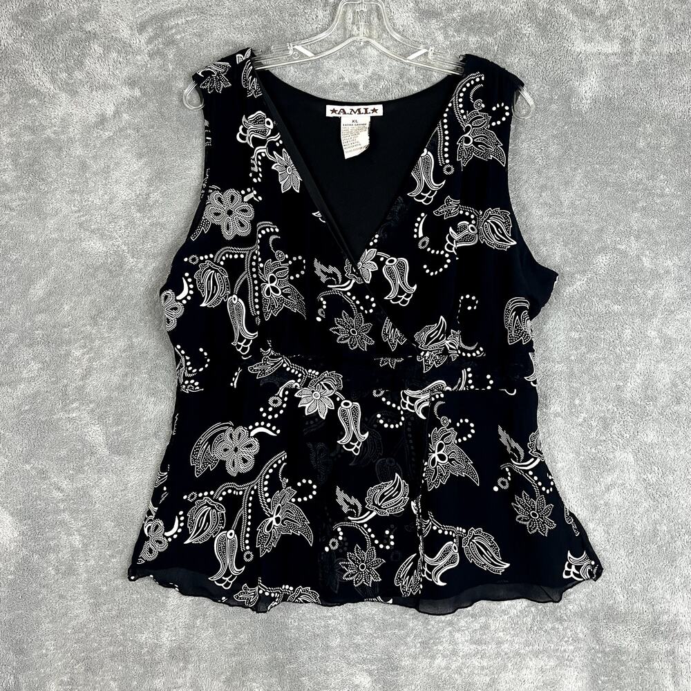 Vintage Y2K AMI Tank Top Womens XL Floral‎ Babydoll Whimsigoth Fairy
